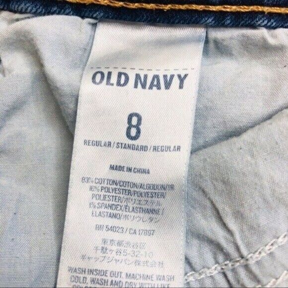 Old Navy Women Size 8 Jeans Straight Rock Star Embroidered Side Stitch Whiskered - Picture 3 of 8